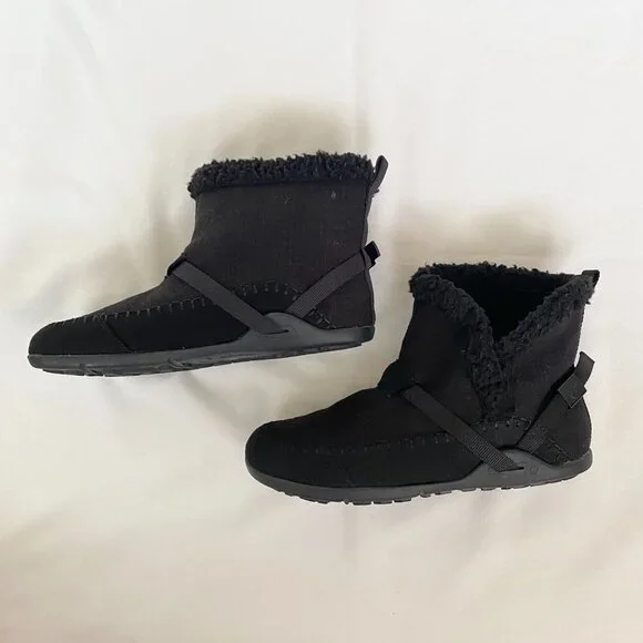 Xero Shoes Women's Ashland Black Ankle Boots Canvas Faux Fur Size 7.5 Booties - Picture 3 of 12
